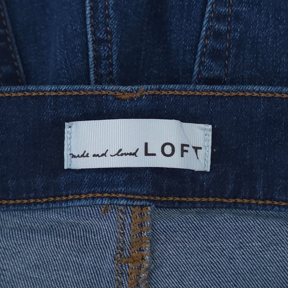 LOFT Slim Flare High Rise Frayed Hem Medium Wash Denim Jeans Womens 27/4 - Picture 7 of 9